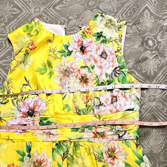 Anthropologie NWOT Sparrow Silk Blend Yellow Floral Midi Dress 10P - Picture 3 of 13